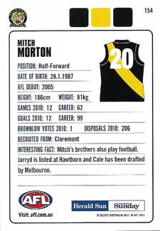 2011 Herald Sun AFL  #154 Mitch Morton Back